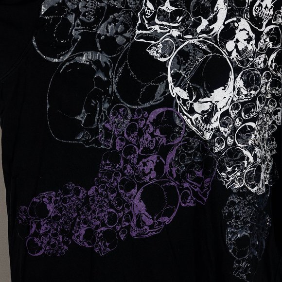 RocaWear 2XL Shirt T-shirt Black with Skulls Hip Hop - Picture 2 of 5